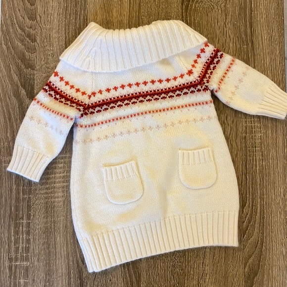 Janie and Jack Other - ❄️Janie & Jack 3-6M Baby Girl Cream Sweater Dress w/ Cranberry & Pink Embroidery